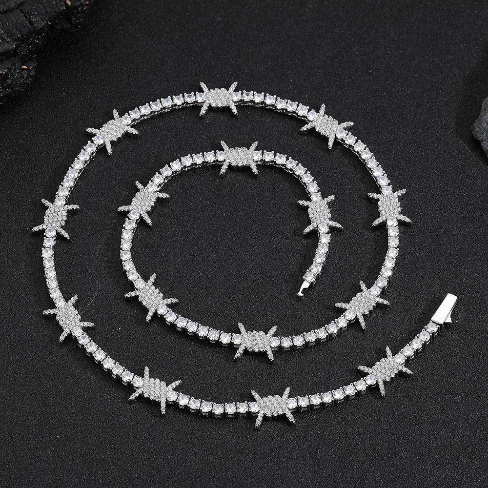24 Inch Iced Out Barbed Wire T - Men Accessories Neck Chain review and price